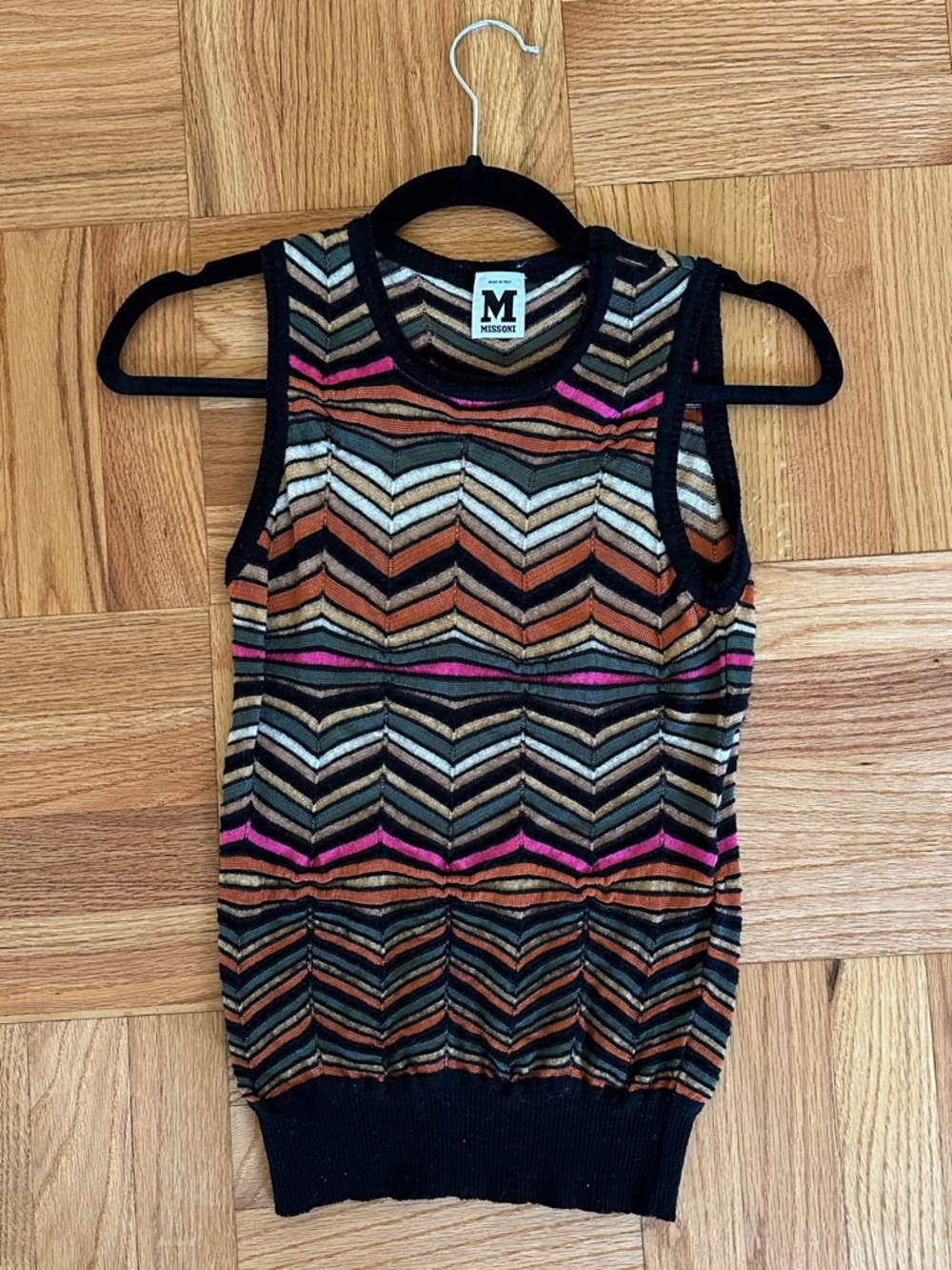 Missoni Multicolor Chevron Knit M Missoni sleeveless crewneck vest